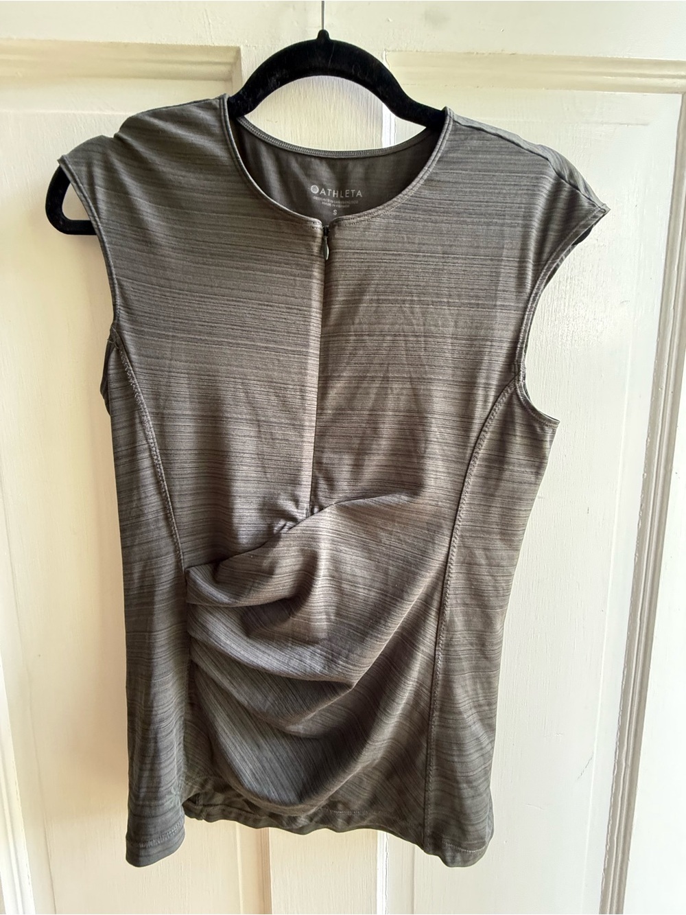 Athleta Olive Gray Performance Sleeveless Zip Tank